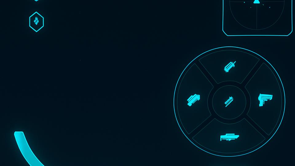 Cockpit HUD showing shield, momentum and radar elements