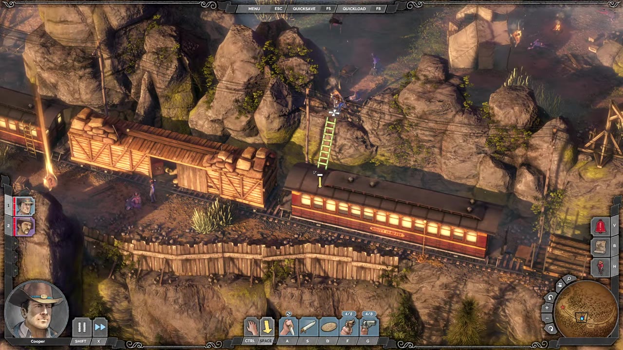 Visual reference from Desperados 3 Let's Play Gameplay Walkthrough Pt 1 Prologue & Byers Pass [1440p w/ Commentary] at 26:40-26:45