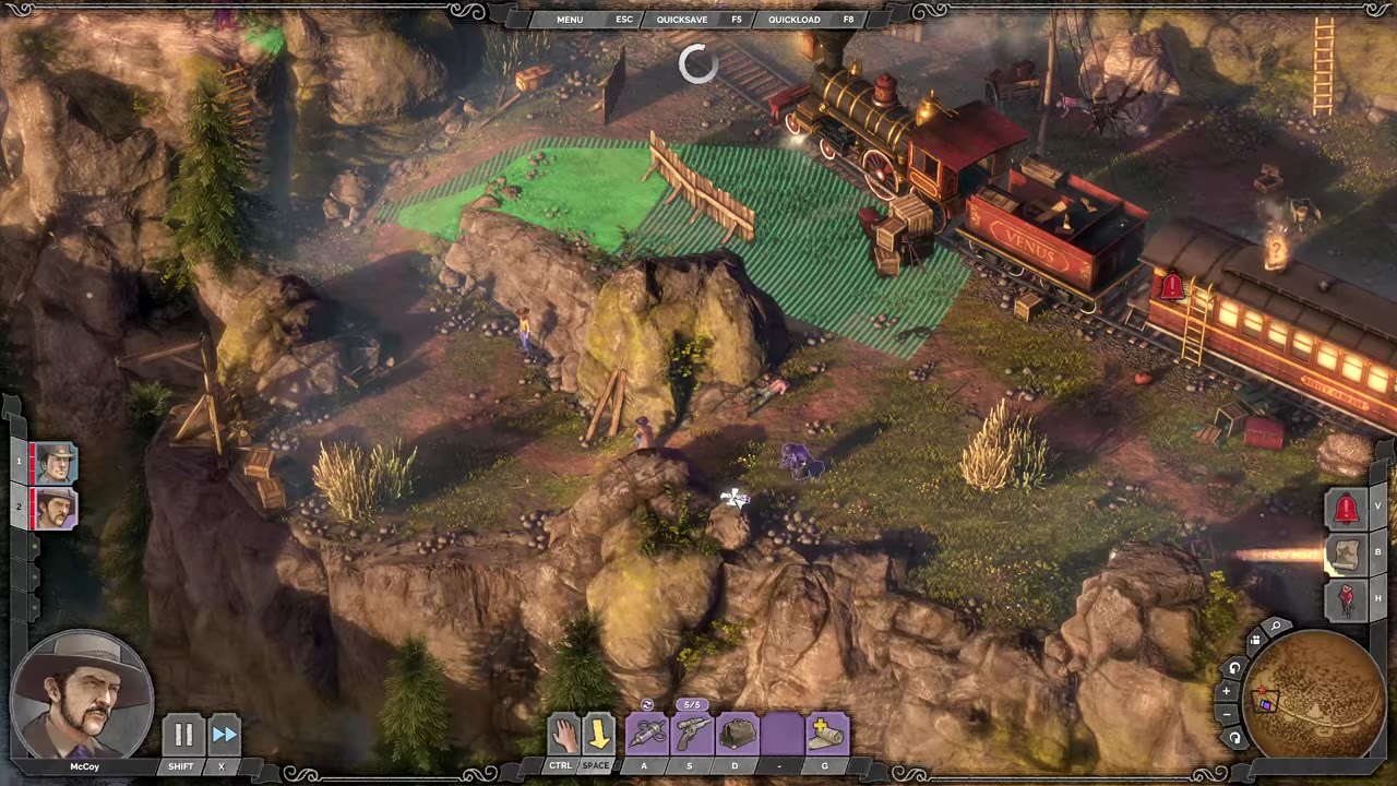 Visual reference from Desperados 3 Let's Play Gameplay Walkthrough Pt 1 Prologue & Byers Pass [1440p w/ Commentary] at 34:33-34:45