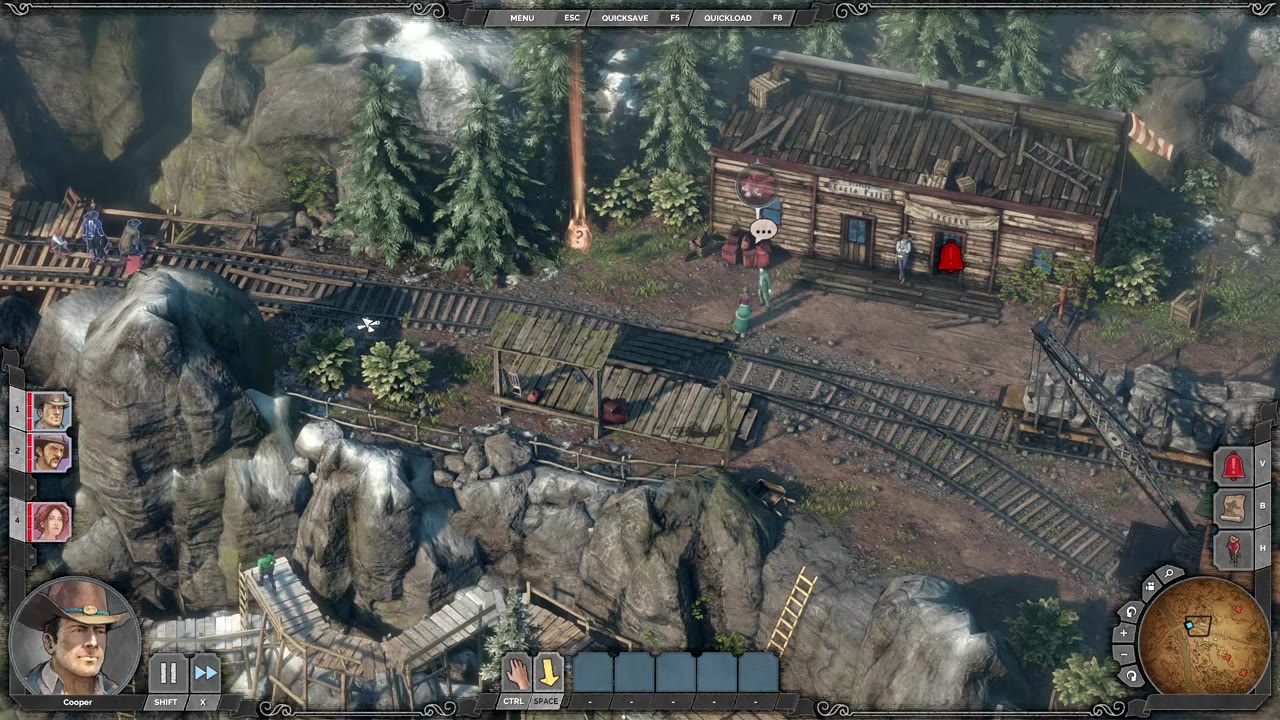 Visual reference from Desperados 3 Let's Play Gameplay Walkthrough Pt 5 Bridge At Eagle Falls [1440p w/ Commentary] at 19:54-20:10