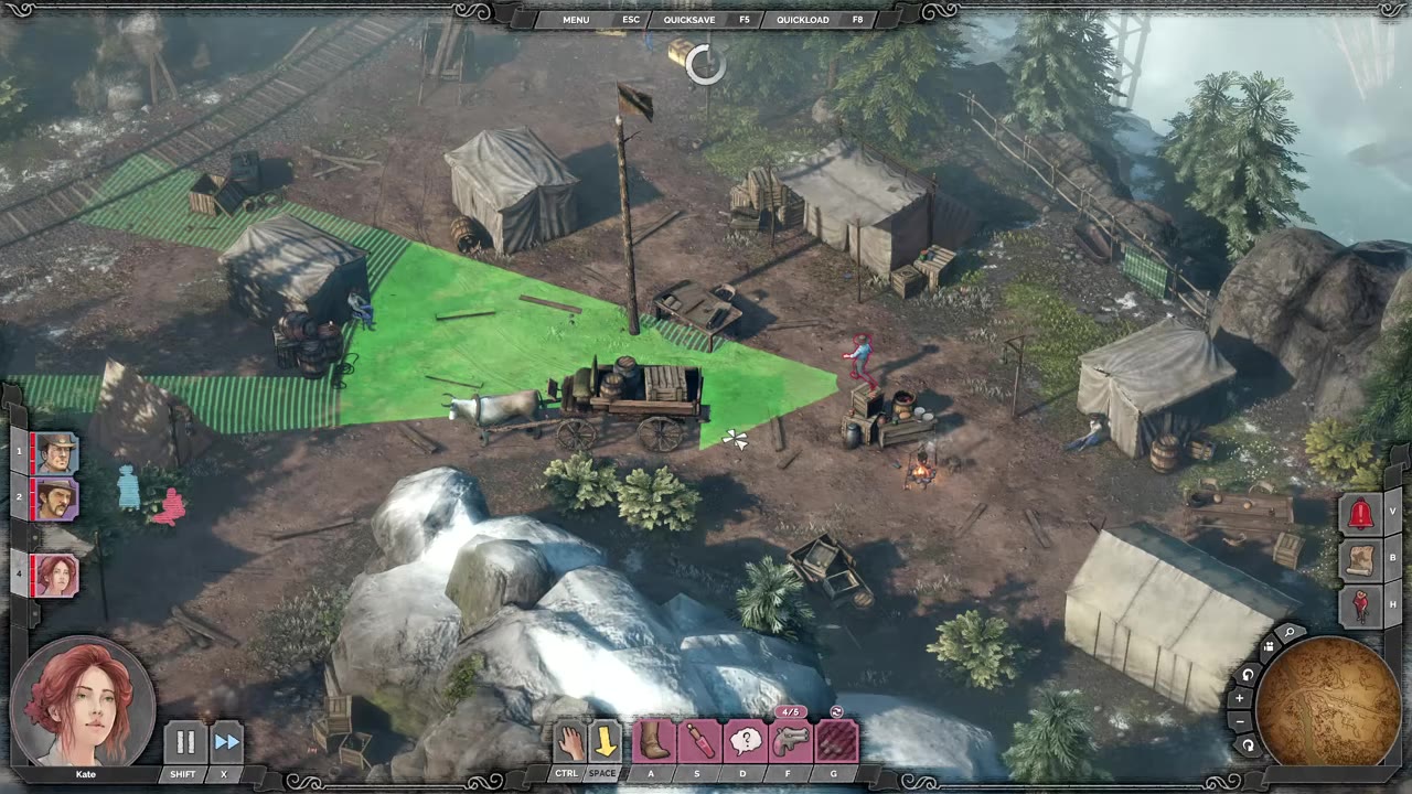 Visual reference from Desperados 3 Let's Play Gameplay Walkthrough Pt 5 Bridge At Eagle Falls [1440p w/ Commentary] at 8:30-15:06
