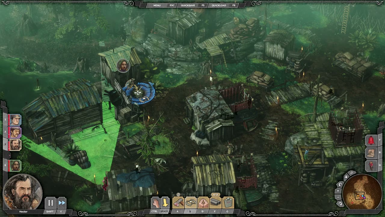 Visual reference from Desperados 3 Let's Play Gameplay Walkthrough Pt 9 Queen's Nest [1440p w/ Commentary] at 43:05-43:50