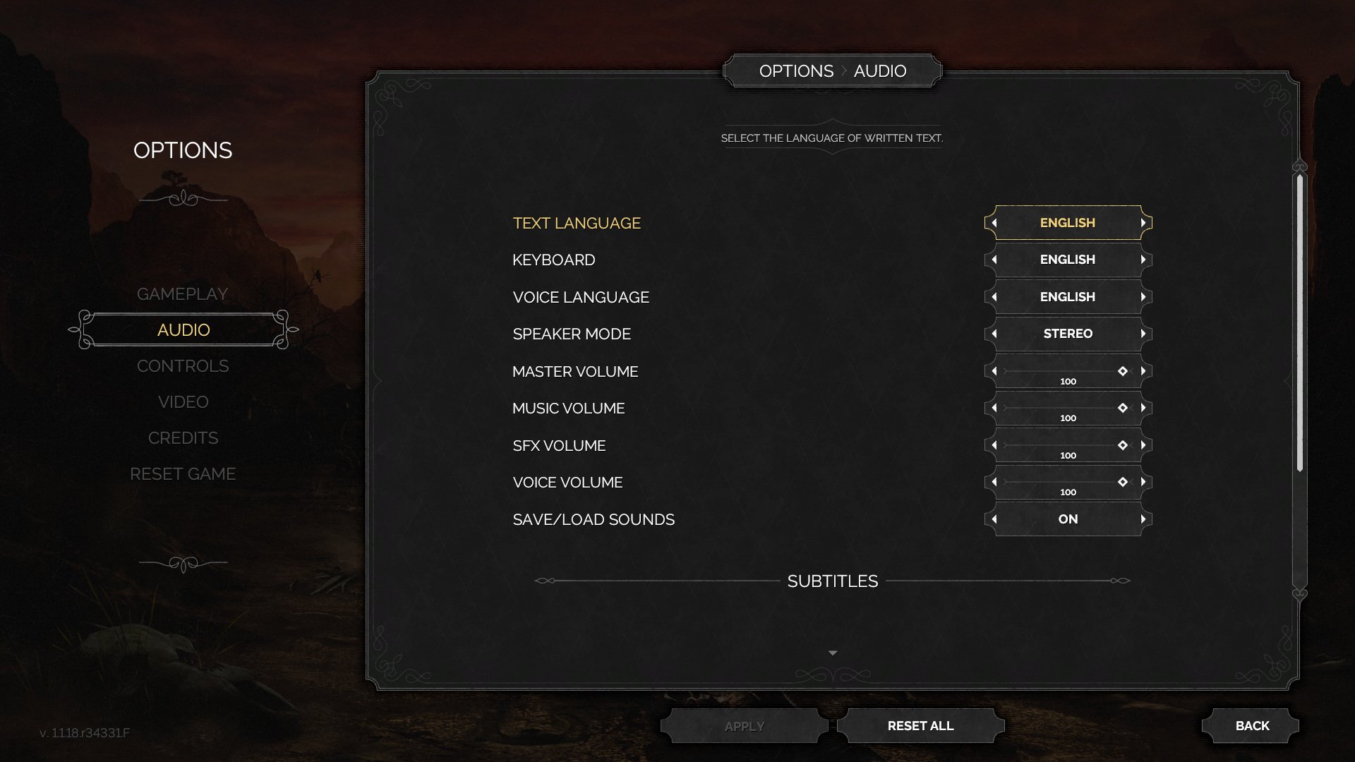 Audio Language And Subtitle Settings preview
