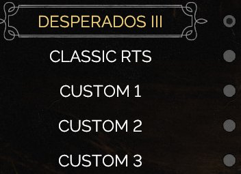 Cropped control scheme list with default and custom layouts