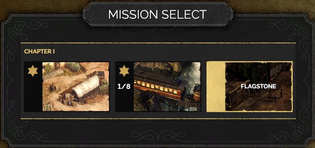 Close crop of the chapter selection and selected mission panel