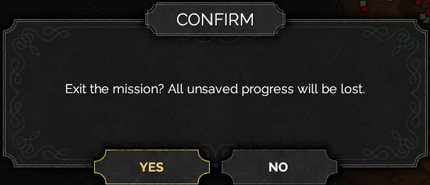 Exit current mission confirmation dialog over the pause menu