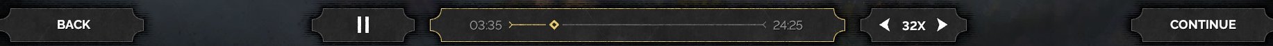 Bottom replay controls with Back, play or pause, timeline, speed, and Continue