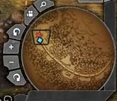 Tight crop of the circular parchment gameplay minimap