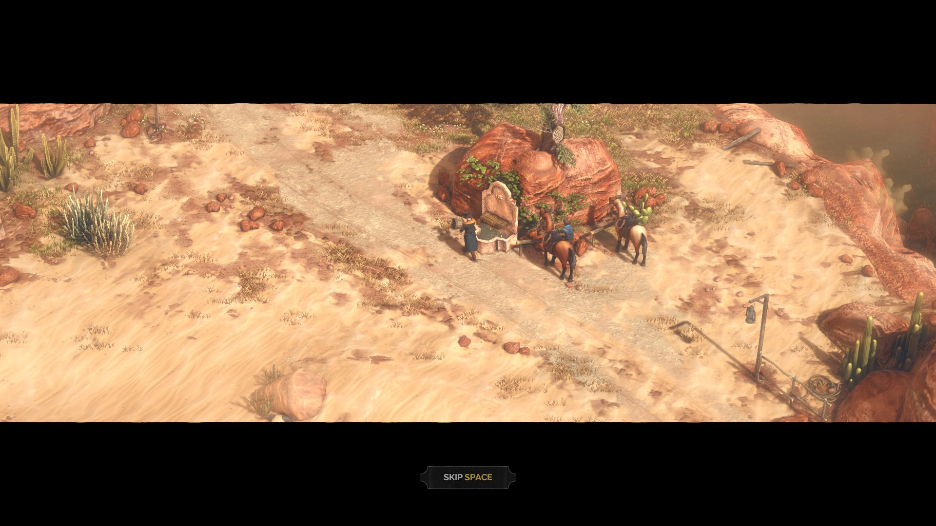 Cutscene frame with skip prompt at the bottom center