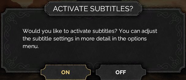 Subtitle setup prompt modal with Yes and No choices.