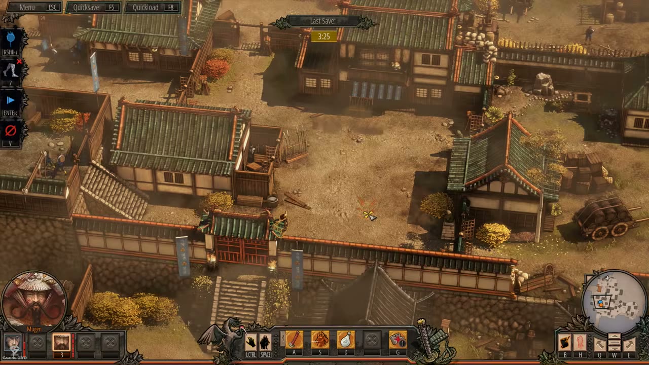 Visual reference from Osaka Castle Mission 1 - Shadow Tactics-Blades of The Shogun (Hardcore) at 20:48-20:52