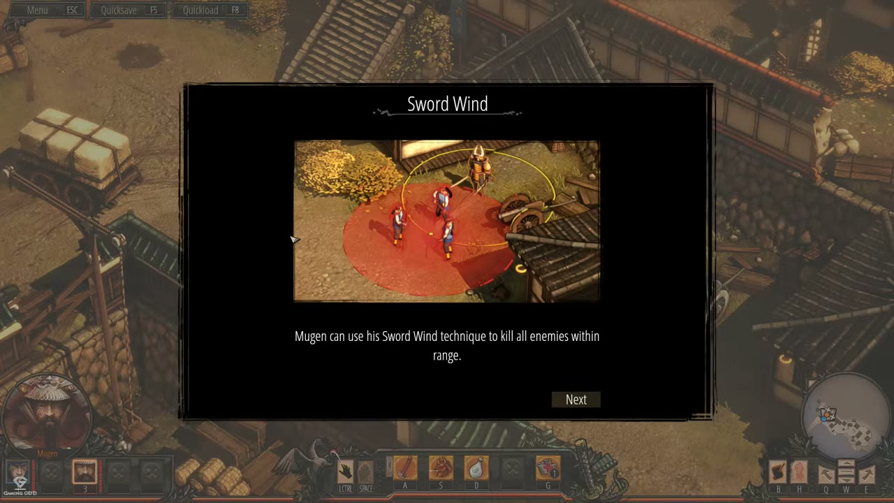 Visual reference from Osaka Castle Mission 1 - Shadow Tactics-Blades of The Shogun (Hardcore) at 11:31-11:34