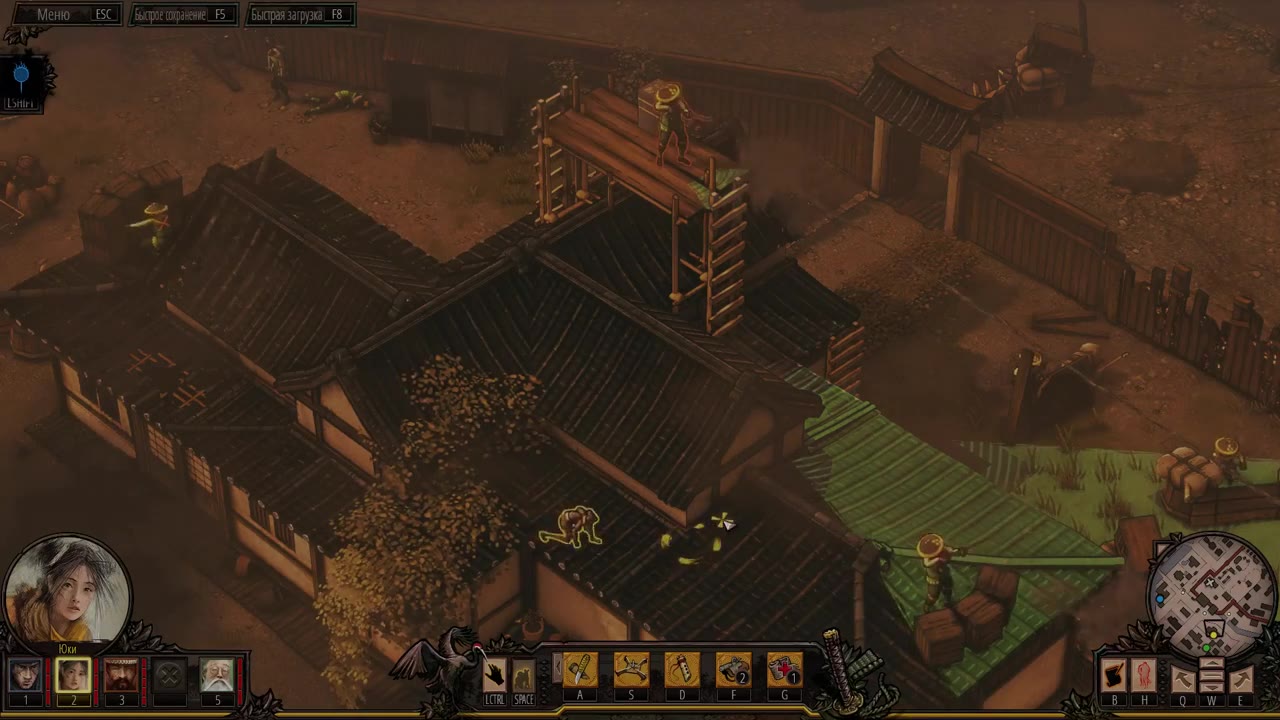 Visual reference from Прохождение Shadow Tactics: Blades of the Shogun 5 - Нападение на Каназава Смерть Каге-самы [Проф.] at 30:00-50:00