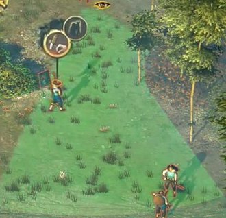 Tight crop of the green enemy vision cone projected on the ground.