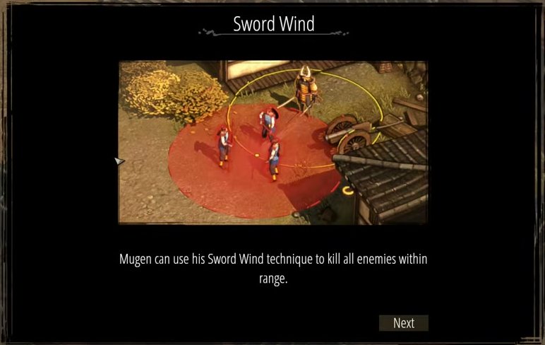 Sword Wind tutorial popup using the same instructional modal layout