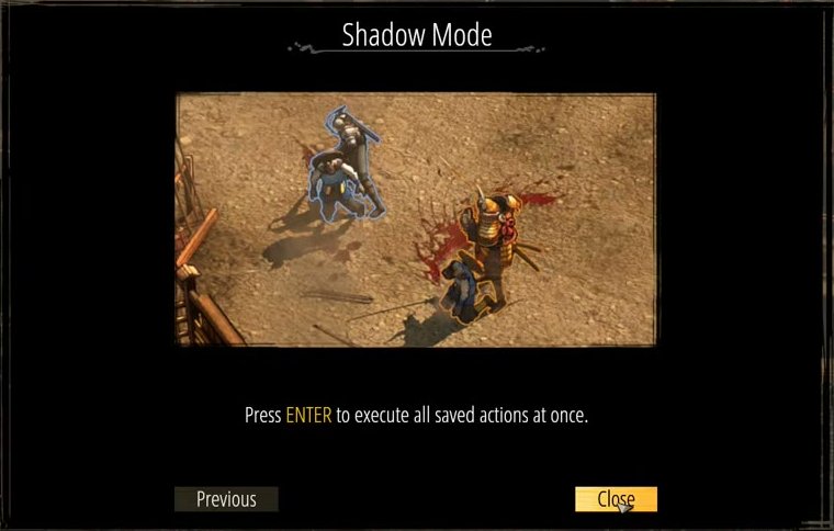 Shadow Mode tutorial final page with Previous and Close buttons