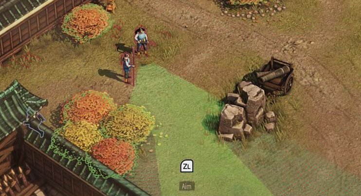 Close gameplay crop showing the green cone's solid inner region and striped outer region
